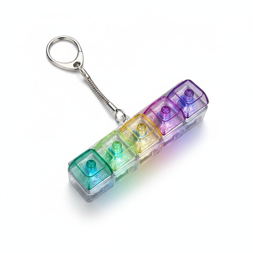 Keyboard Fidget Toys LED Crystal Keycap Keychain Stress Relief Fingertip Gadget Decompression Toys Clicker Fidget Toy