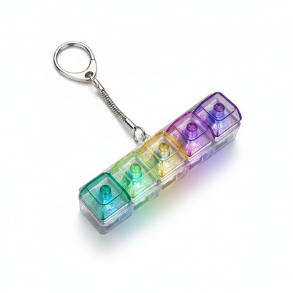 Keyboard Fidget Toys LED Crystal Keycap Keychain Stress Relief Fingertip Gadget Decompression Toys Clicker Fidget Toy