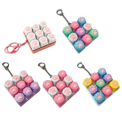 Keyboard Fidget Toys LED Crystal Keycap Keychain Stress Relief Fingertip Gadget Decompression Toys Clicker Fidget Toy