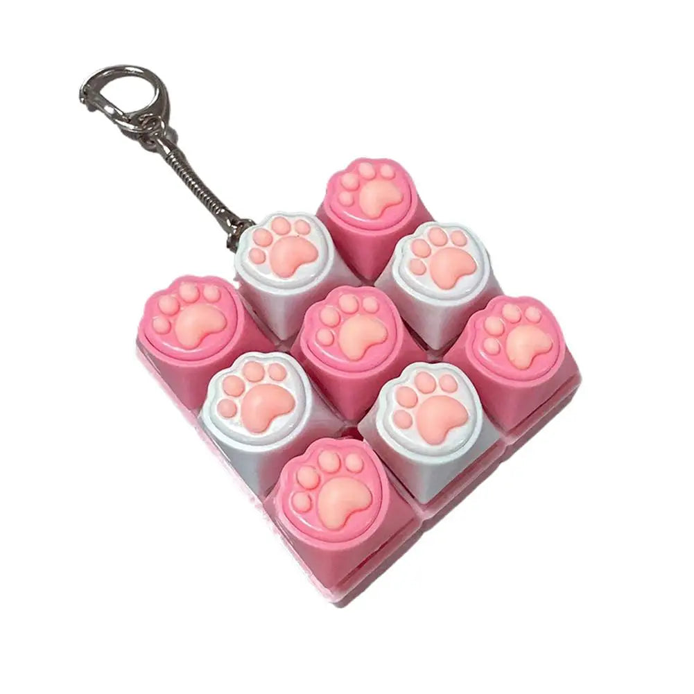 Keyboard Fidget Toys LED Crystal Keycap Keychain Stress Relief Fingertip Gadget Decompression Toys Clicker Fidget Toy