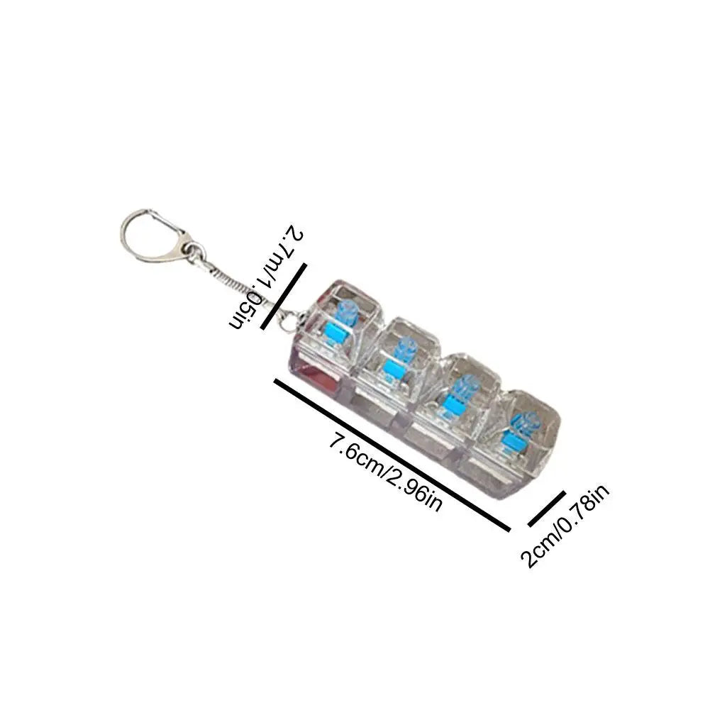 Keyboard Fidget Toys LED Crystal Keycap Keychain Stress Relief Fingertip Gadget Decompression Toys Clicker Fidget Toy